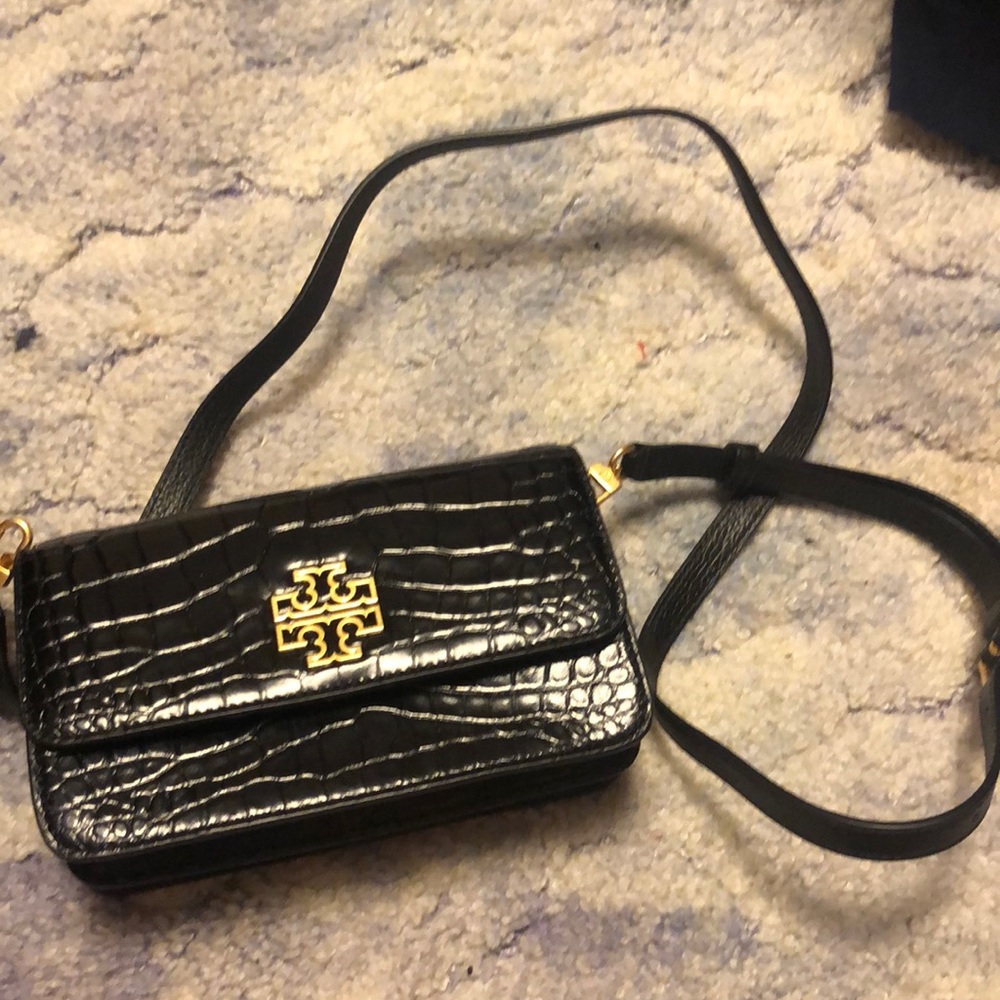 Tory Burch black crocodile bag